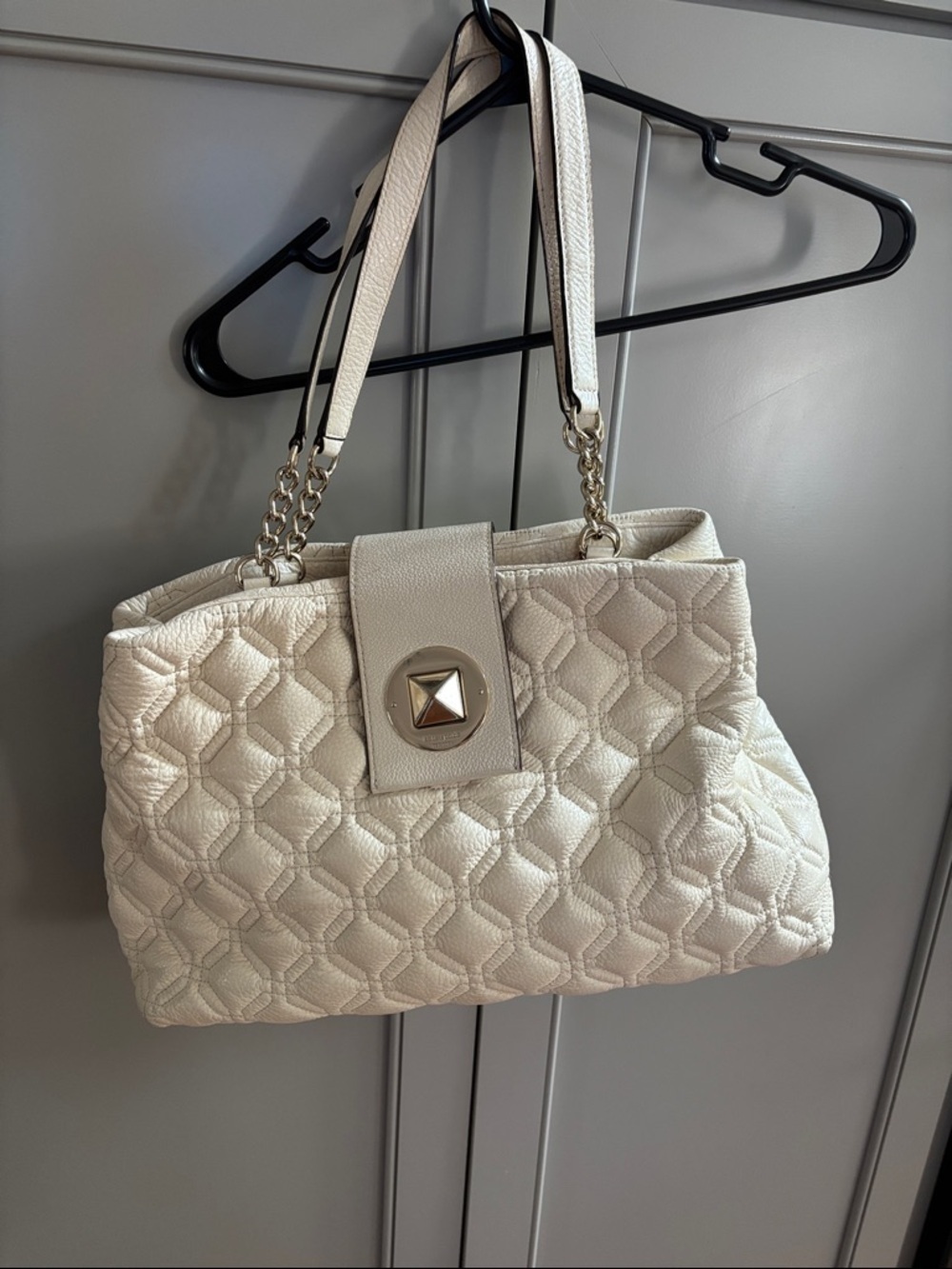 Kate Spade Astor Court ELENA Leather Shoulder Bag Tote Bone